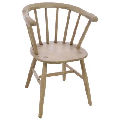 Traditional Bleached Wood Slat Back Carver Dining Chair