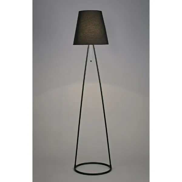 Matt Black 40cm 1 Light E27 Floor Lamp Black Fabric Shade