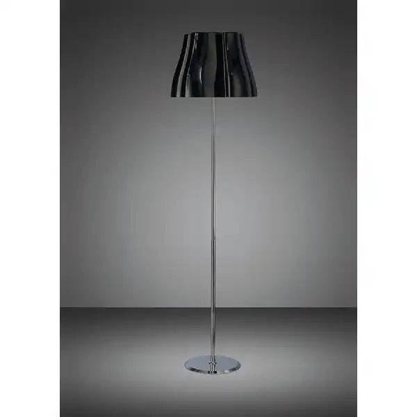 Miss Floor Lamp 3 Light E27, Gloss Black Polished Chrome
