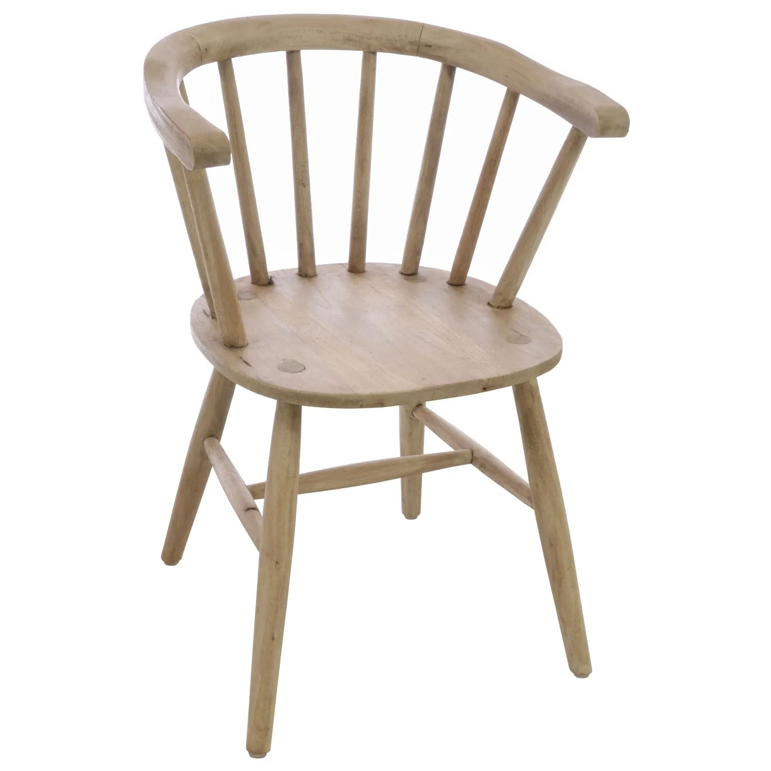 Traditional Bleached Wood Slat Back Carver Dining Chair