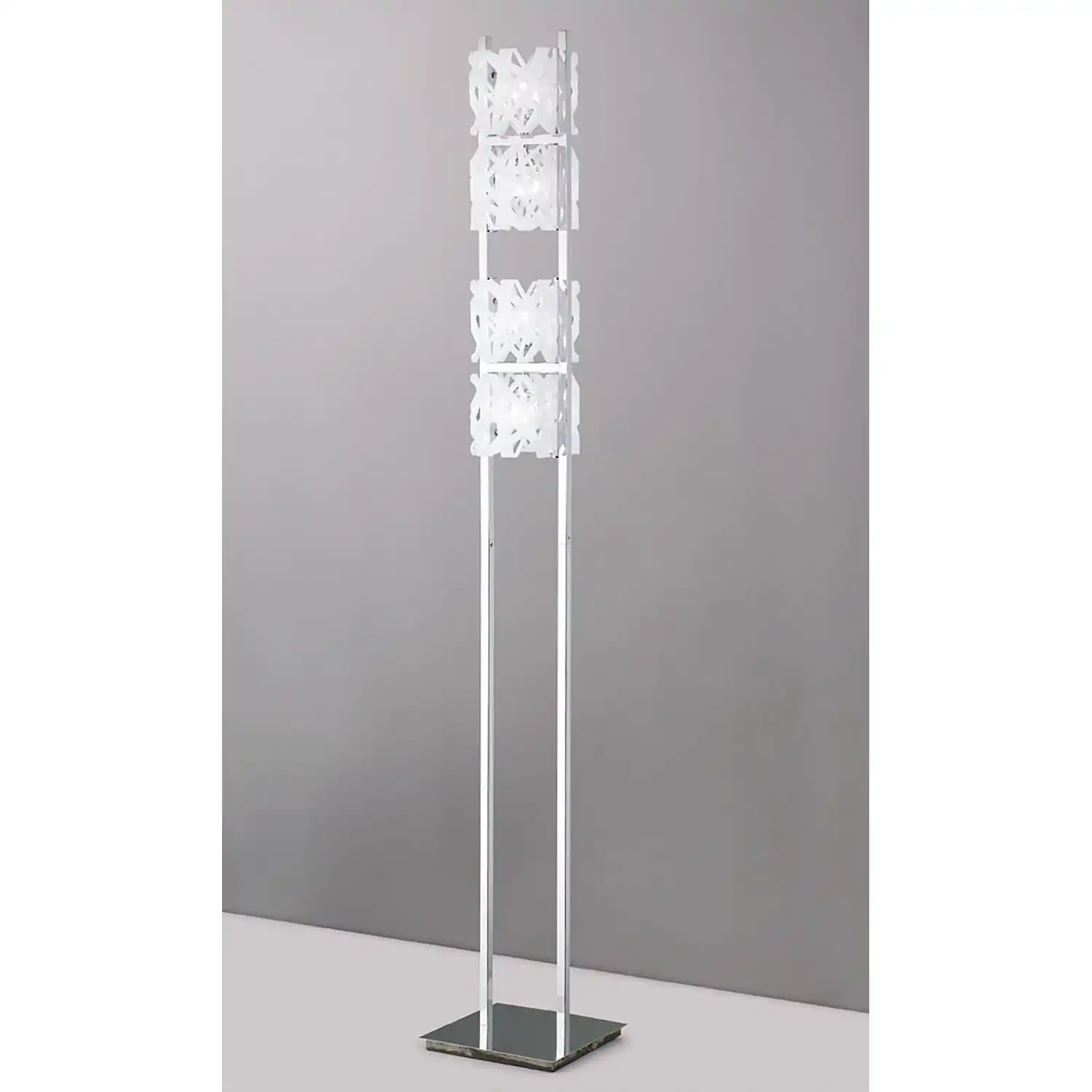 Tokio Floor Lamp 4 Light G9, Gloss White Polished Chrome