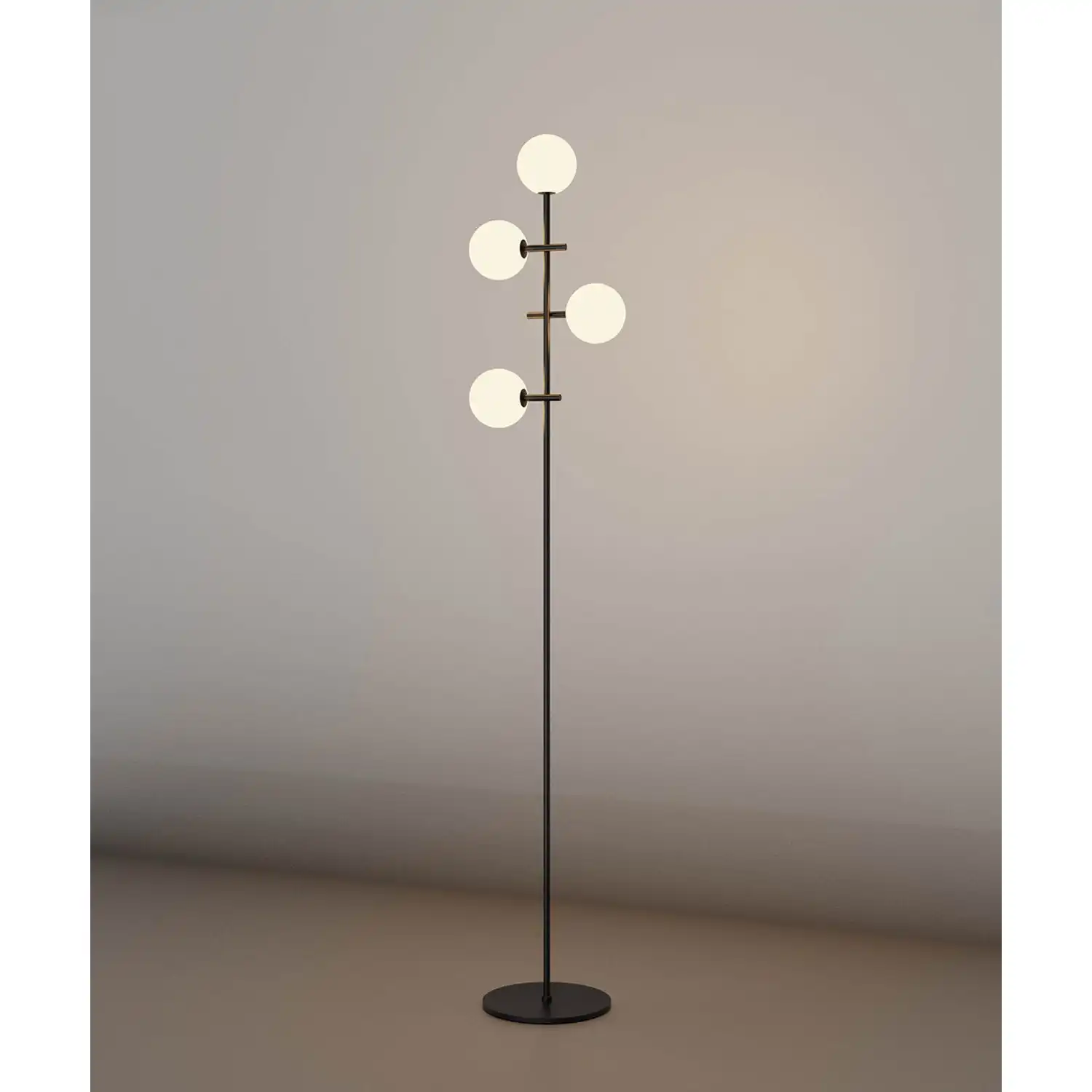 Cellar Floor Lamp 4 Light, Replaceable 5W LEDs, 3000K, Black