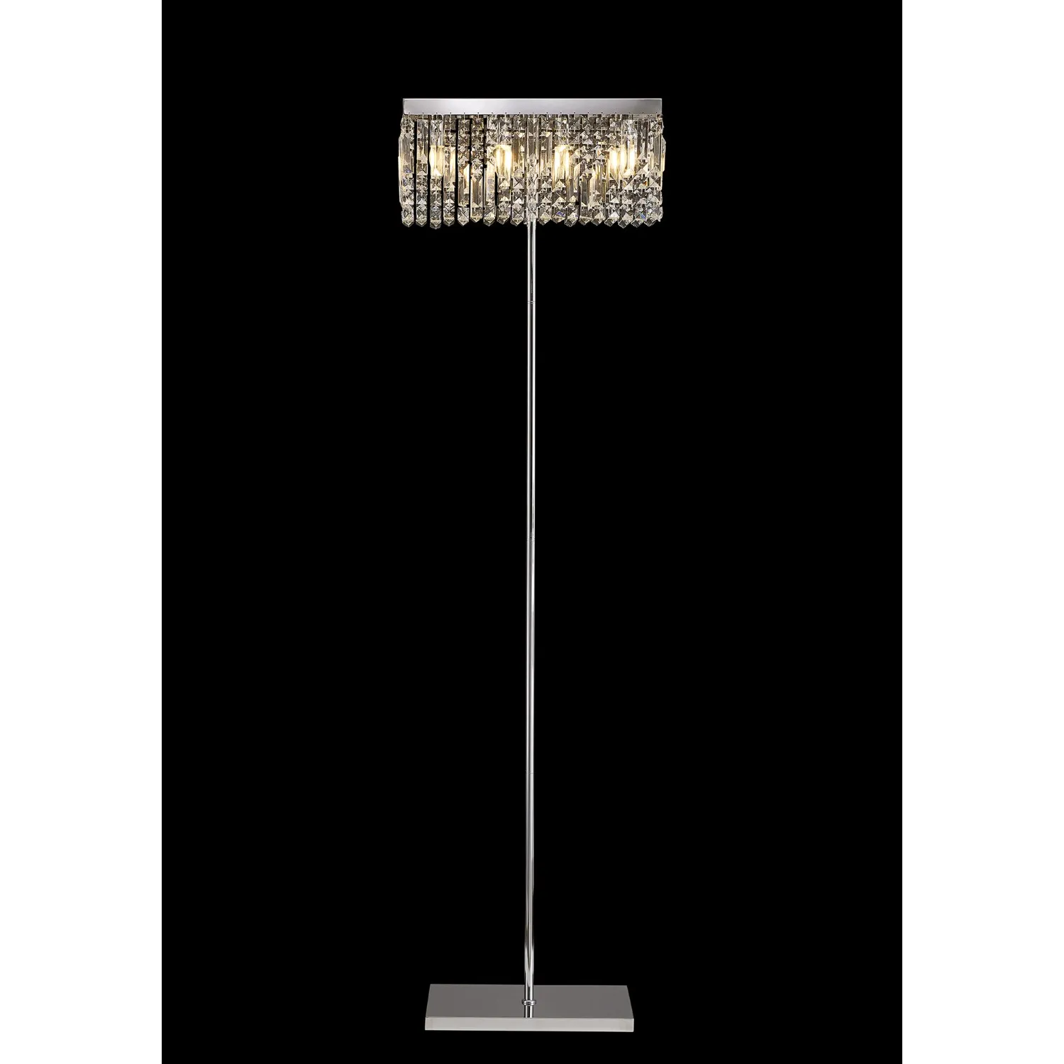Boreham 50x15cm Rectangular Floor Lamp, 4 Light E14, Polished Chrome Crystal
