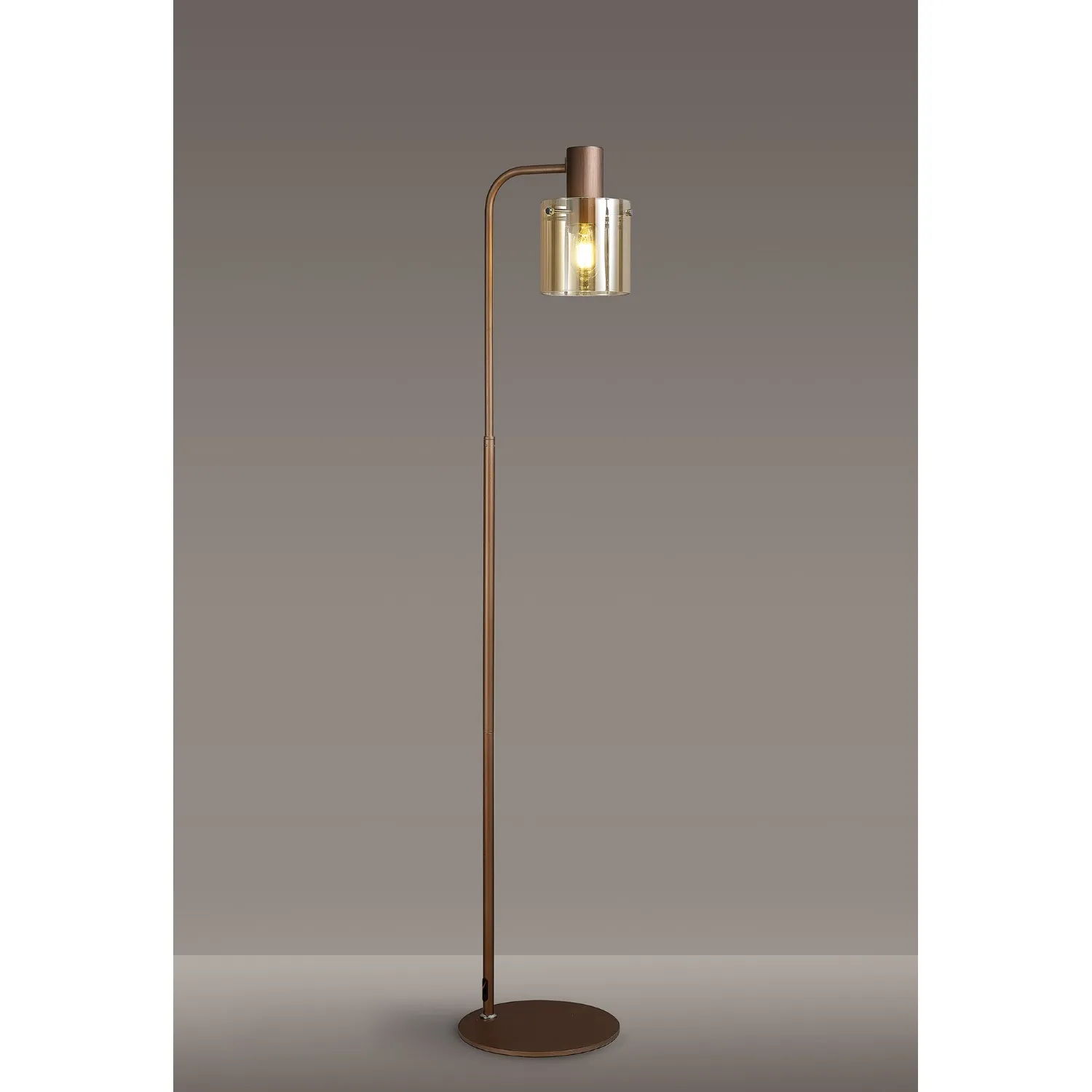 Islington Floor Lamp, 1 Light E27, Mocha Amber Glass
