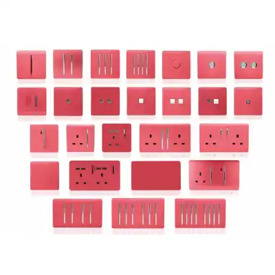 Trendi, Artistic Modern 2 Gang 2 Way LED Dimmer Switch 5 150W LED 120W Tungsten Per Dimmer, Strawberry Finish, (35mm Back Box Required) 5yrs Wrnty