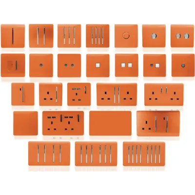 Trendi, Artistic Modern Twin PC Ethernet Cat 5 and 6 Data Outlet Orange Finish, BRITISH MADE, (35mm Back Box Required), 5yrs Warranty