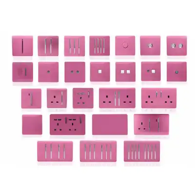 Trendi, Artistic Modern 2 Gang Male F Type Satellite Television Socket Pink, (25mm Back Box Required), 5yrs Warranty