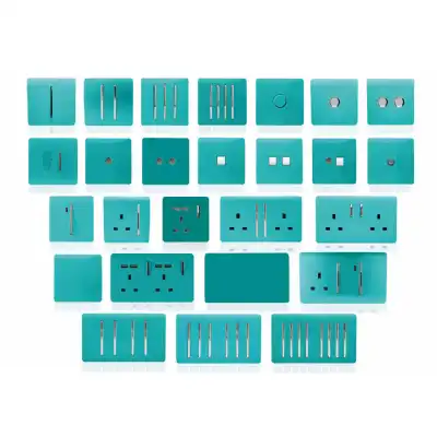 Trendi, Artistic Modern Twin TV Co Axial Outlet Bright Teal Finish, BRITISH MADE, (25mm Back Box Required), 5yrs Warranty