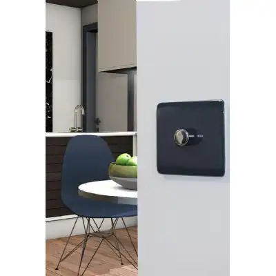 Trendi, Artistic Modern 1 Gang 1 Way LED Dimmer Switch, 5 150W Load Navy Blue Chrome Finish, (35mm Back Box Required), 5yrs Warranty