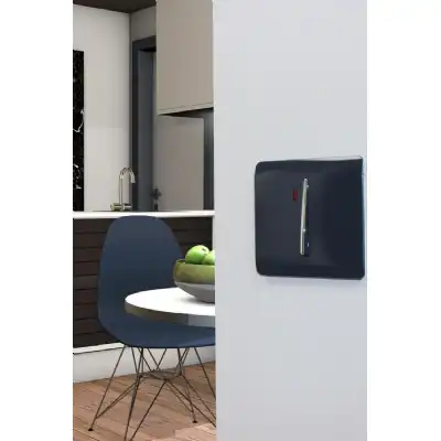 Trendi, Artistic Modern 45 Amp Neon Insert Double Pole Switch Navy Blue Finish, BRITISH MADE, (35mm Back Box Required), 5yrs Warranty