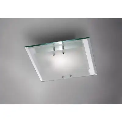 Mira Flush Ceiling, 350mm Square, 2 Light E27 Polished Chrome
