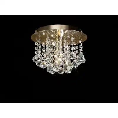 Acton Flush Ceiling 1 Light E14, 250mm Round, Antique Brass Sphere Crystal