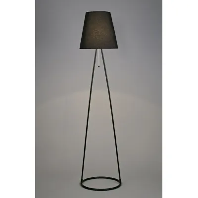 Matt Black 40cm 1 Light E27 Floor Lamp Black Fabric Shade