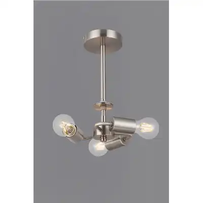 Baymont Satin Nickel 3 Light E27 Universal Semi Flush Fixture, Suitable For A Vast Selection Of Shades