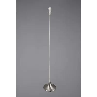 Crowne Round Curved Base Floor Lamp Without Shade, Inline Switch, 1 Light E27 Satin Nickel