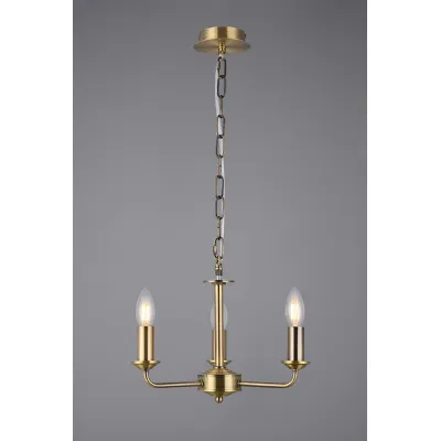 Antique Brass 3 Light E14 Multi Arm Pendant Without Shade