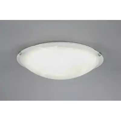 Chester 3 Light E27 Flush Ceiling 400mm Round, Polished Chrome With Frosted Alabaster Glass