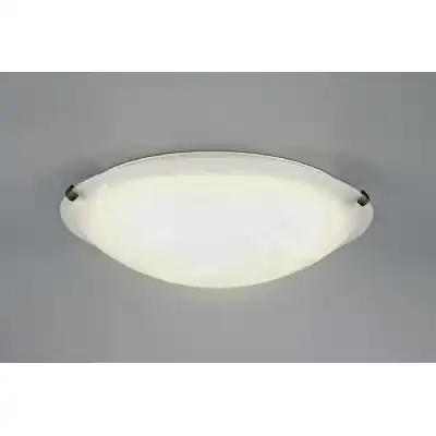 Chester 3 Light E27 Flush Ceiling 400mm Round, Black Gold With Frosted Alabaster Glass