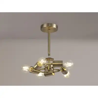 Baymont Antique Brass 5 Light E27 Universal Semi Flush Fixture, Suitable For A Vast Selection Of Shades