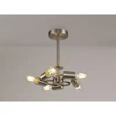 Baymont Satin Nickel 5 Light E27 Universal Semi Flush Fixture, Suitable For A Vast Selection Of Shades