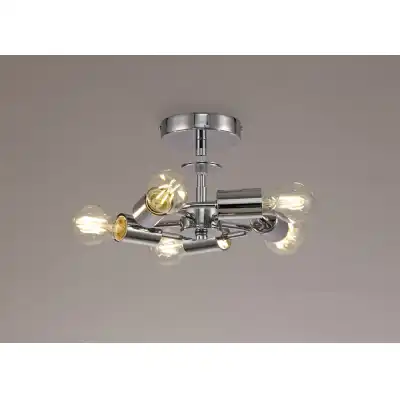 Baymont Polished Chrome 5 Light E27 Universal Drop Flush Ceiling Fixture, Suitable For A Vast Selection Of Shades