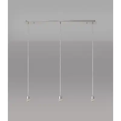 Baymont Satin Nickel 3 Light E27 Universal 2m Linear Pendant, Suitable For A Vast Selection Of Shades
