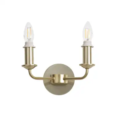 Banyan 2 Light Switched Wall Lamp Without Shade, E14 Satin Nickel