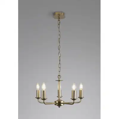 Banyan 5 Light Multi Arm Pendant Without Shade, c w 1.5m Chain, E14 Painted Champagne Gold