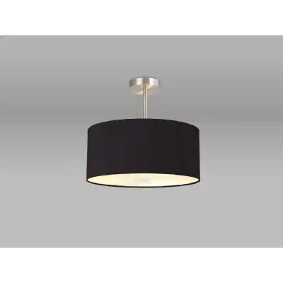 Baymont Polished Chrome 1 Light E27 Semi Flush c w 400mm Dual Faux Silk Shade, Black Green Olive c w 400mm Frosted PC Acrylic Diffuser