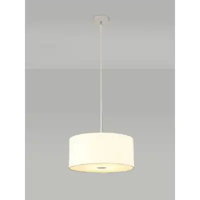 Baymont Polished Chrome 1 Light E27 3m Single Pendant c w 400mm Faux Silk Shade, Ivory Pearl White Laminate c w 400mm Frosted PC Acrylic Diffuser