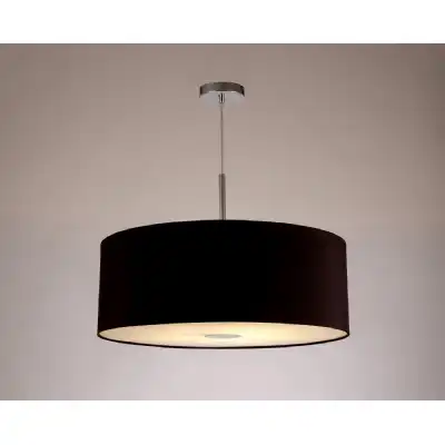 Baymont Polished Chrome 1 Light E27 3m Single Pendant c w 600mm Dual Faux Silk Shade, Black Green Olive c w 600mm Frosted PC Acrylic Diffuser