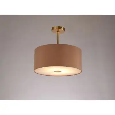 Baymont Antique Brass 1 Light E27 Semi Flush c w 400mm Dual Faux Silk Shade, Antique Gold Ruby c w 400mm Frosted AB Acrylic Diffuser