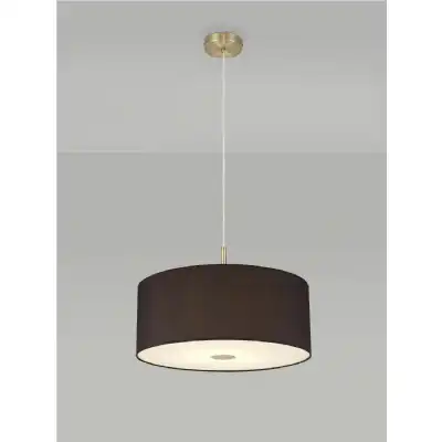 Baymont Antique Brass 1 Light E27 3m Single Pendant c w 500mm Faux Silk Shade, Black White Laminate c w 500mm Frosted AB Acrylic Diffuser