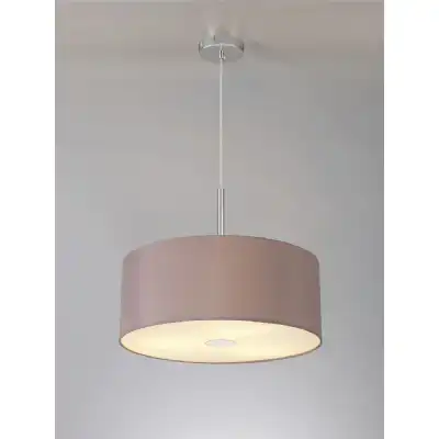 Baymont Polished Chrome 3m 3 Light E27 Single Pendant c w 500 x 200mm Dual Faux Silk Fabric Shade, Taupe Halo Gold And 500mm Frosted PC Acrylic Diffuser
