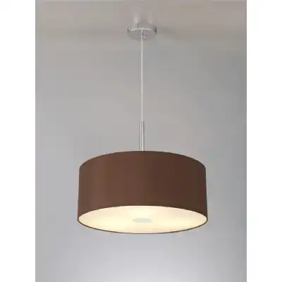 Baymont Polished Chrome 3m 3 Light E27 Single Pendant c w 500 Dual Faux Silk Fabric Shade, Cocoa Grecian Bronze And 500mm Frosted PC Acrylic Diffuser