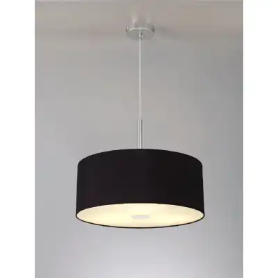 Baymont Polished Chrome 3m 3 Light E27 Single Pendant c w 500 Dual Faux Silk Fabric Shade, Black Green Olive And 500mm Frosted PC Acrylic Diffuser