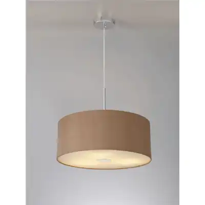 Baymont Polished Chrome 3m 3 Light E27 Single Pendant c w 500 Dual Faux Silk Fabric Shade, Antique Gold Ruby And 500mm Frosted PC Acrylic Diffuser