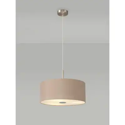 Baymont Satin Nickel 3m 3 Light E27 Single Pendant c w 400 x 180mm Dual Faux Silk Fabric Shade, Antique Gold Ruby And 400mm Frosted PC Acrylic Diffuser