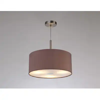 Baymont Satin Nickel 3m 3 Light E27 Single Pendant c w 400mm Dual Faux Silk Shade, Taupe Halo Gold And 400mm Frosted SN Acrylic Diffuser