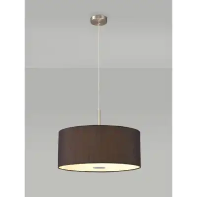 Baymont Satin Nickel 3m 3 Light E27 Single Pendant c w 500 x 200mm Faux Silk Fabric Shade, Black White Laminate And 500mm Frosted PC Acrylic Diffuser