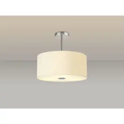 Baymont Polished Chrome 5 Light E27 Semi Flush c w 400mm Faux Silk Shade, Ivory Pearl White Laminate And 400mm Frosted PC Acrylic Diffuser