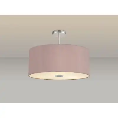 Baymont Polished Chrome 5 Light E27 Semi Flush Fixture c w 600 Dual Faux Silk Fabric Shade, Taupe Halo Gold And 600mm Frosted PC Acrylic Diffuser