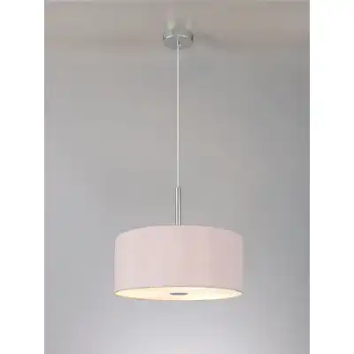 Baymont Polished Chrome 3m 5 Light E27 Single Pendant c w 400mm Dual Faux Silk Shade, Taupe Halo Gold And 400mm Frosted PC Acrylic Diffuser