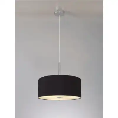 Baymont Polished Chrome 3m 5 Light E27 Single Pendant c w 400mm Dual Faux Silk Shade, Black Green Olive And 400mm Frosted PC Acrylic Diffuser