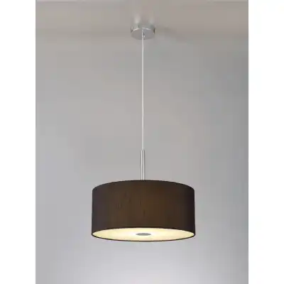 Baymont Polished Chrome 3m 5 Light E27 Single Pendant c w 400mm Faux Silk Shade, Black White Laminate And 400mm Frosted PC Acrylic Diffuser