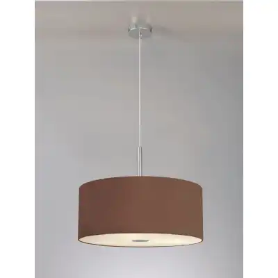 Baymont Polished Chrome 3m 5 Light E27 Single Pendant c w 600 Dual Faux Silk Fabric Shade, Cocoa Grecian Bronze And 600mm Frosted PC Acrylic Diffuser