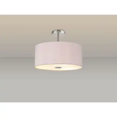 Baymont Polished Chrome 5 Light E27 Drop Flush Ceiling Fixture c w 400mm Dual Faux Silk Shade, Taupe Halo Gold And Frosted PC Acrylic Diffuser