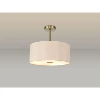 Baymont Antique Brass 5 Light E27 Semi Flush c w 400mm Dual Faux Silk Shade, Antique Gold Ruby And 400mm Frosted AB Acrylic Diffuser