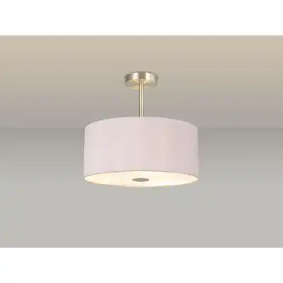 Baymont Satin Nickel 5 Light E27 Semi Flush c w 400mm Dual Faux Silk Shade, Taupe Halo Gold And 400mm Frosted SN Acrylic Diffuser