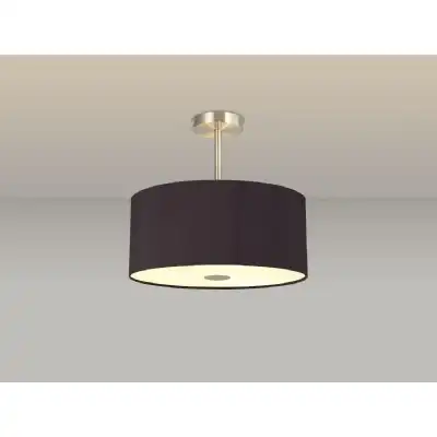Baymont Satin Nickel 5 Light E27 Semi Flush c w 400mm Dual Faux Silk Shade, Black Green Olive And 400mm Frosted SN Acrylic Diffuser
